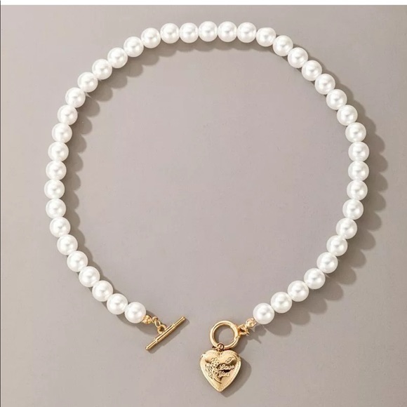 New Boho Pearls Choker Gold Color Heart Pendant N - Picture 8 of 10